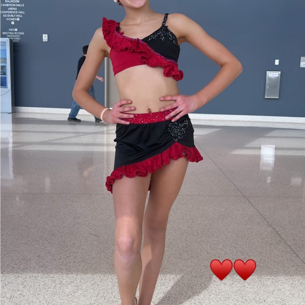 Red and Black Ruffled Women's Skirt
